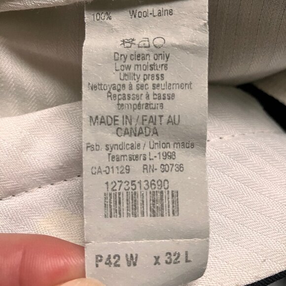 Lauren Ralph Lauren Mens Black 100% wool pleated with cuff pants Size 42/32 - Picture 4 of 15